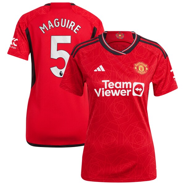 Harry Maguire Manchester United adidas Women's 2023/24 Home Replica Player Jersey - Red/Green - Image 2