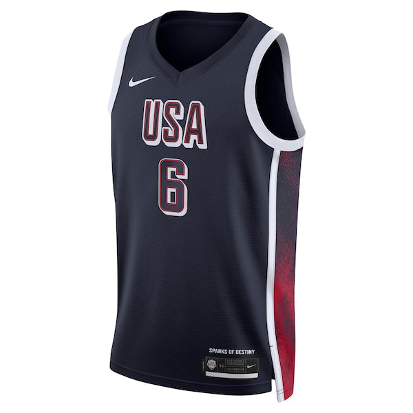 LeBron James Men's USA Basketball Nike Unisex 2024 Swingman Player Jersey - Navy - Image 3