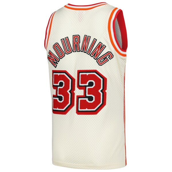 Alonzo Mourning Miami Heat Chainstitch Swingman Jersey - Cream - Image 3