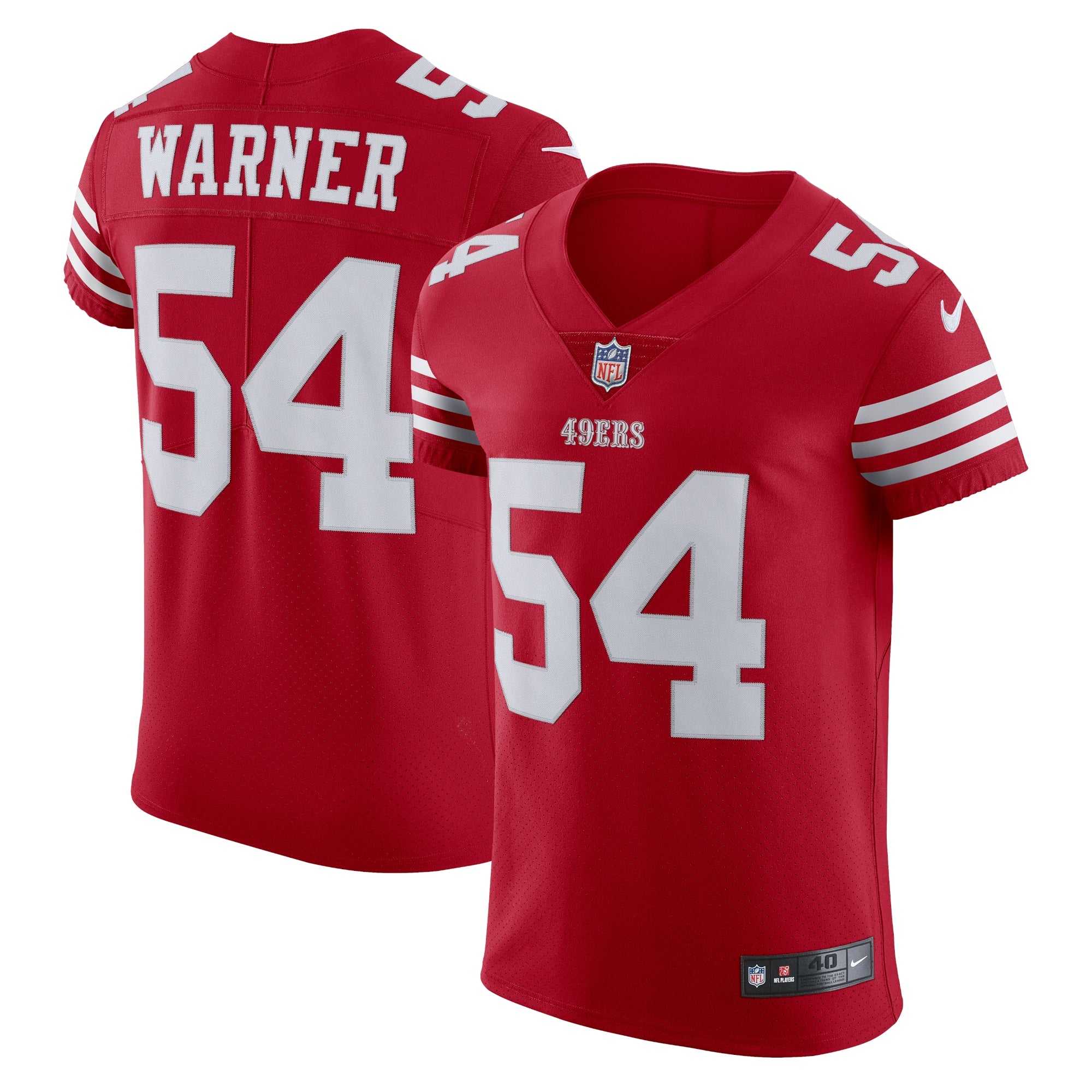 Fred Warner San Francisco 49ers Nike Vapor Elite Jersey - White/Scarlet - Image 6