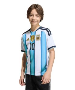 Alternative view of Youth Lionel Messi Argentina National Team adidas FIFA x World Cup 2022 Winners Home Replica Jersey - White