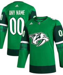 Nashville Predators adidas St. Patrick's Day Authentic Custom Jersey - Kelly Green