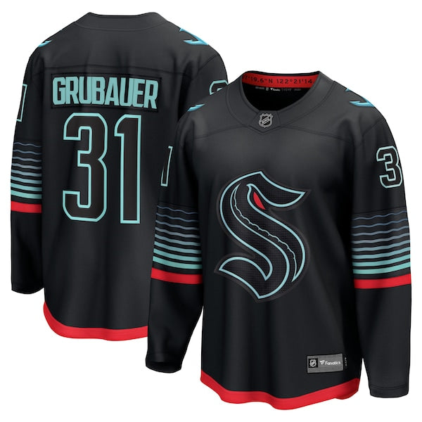 Philipp Grubauer Seattle Kraken Alternate Breakaway Player Jersey - Black