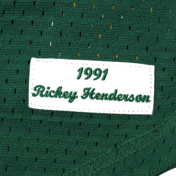 Rickey Henderson Oakland Athletics 1991 Cooperstown Mesh Batting Practice Jersey - Green - Image 7