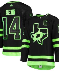 Jamie Benn Dallas Stars adidas Alternate Primegreen Authentic Player Jersey - Black/Kelly Green