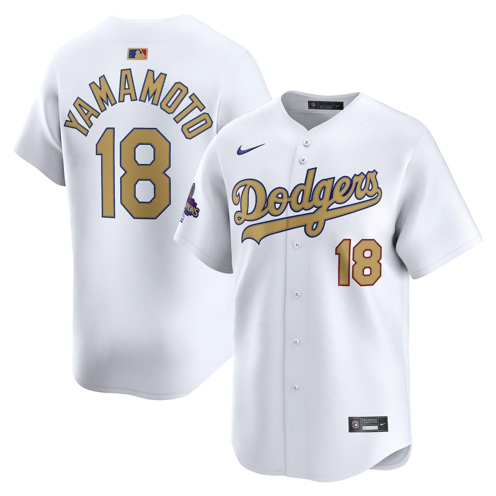 Yoshinobu Yamamoto Los Angeles Dodgers Nike 2025 Gold Collection Limited Jersey ยจC White