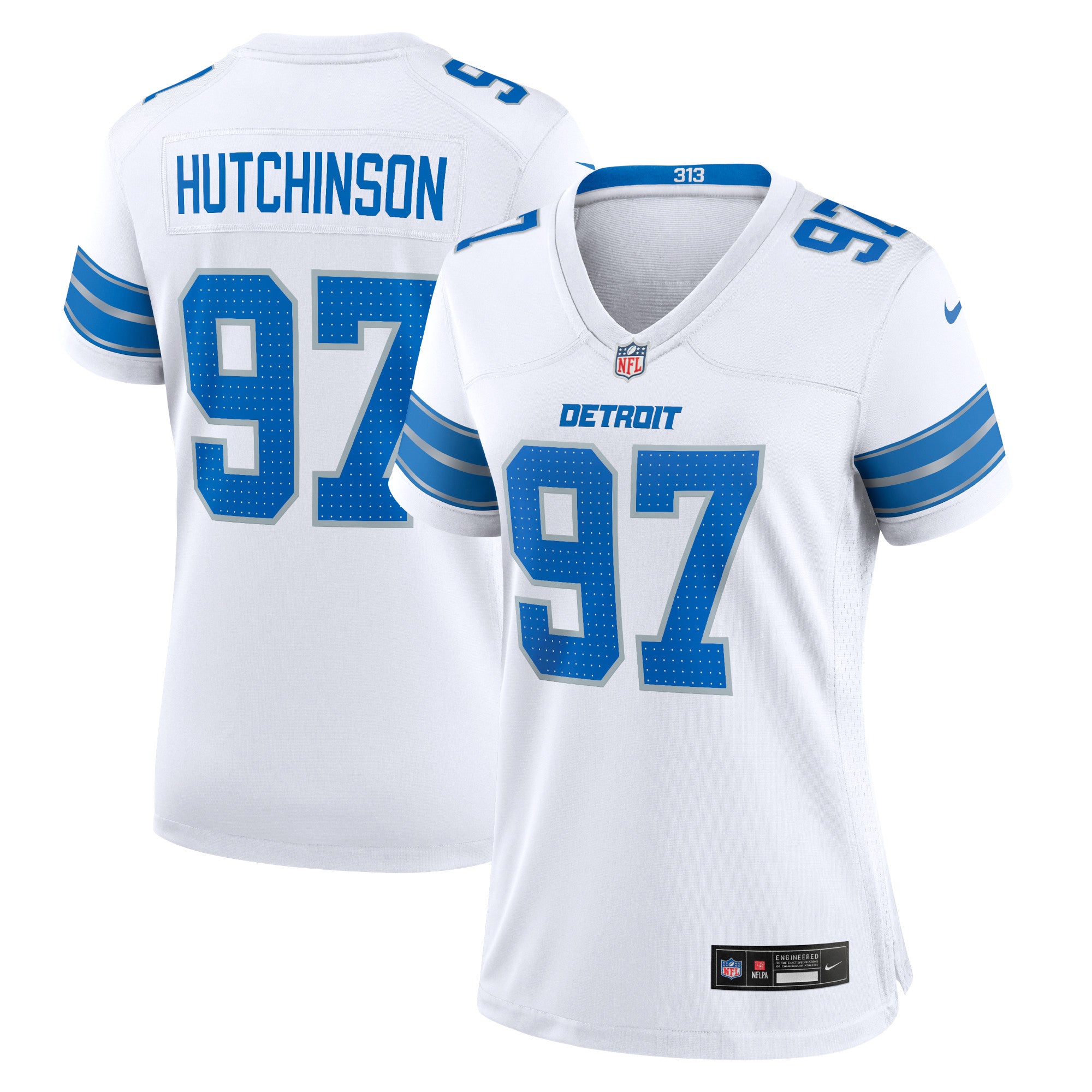 Aidan Hutchinson Detroit Lions Nike Women's Game Jersey - Blue/Black/White - Image 6