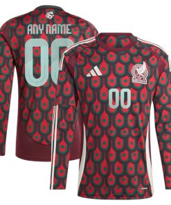 Mexico National Team adidas 2024 Home Replica Custom Long Sleeve Jersey - Burgundy