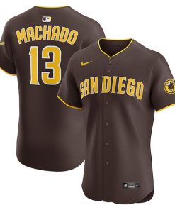 Alternative view of Manny Machado San Diego Padres Nike Road Elite Jersey - Brown/White