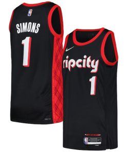 Anfernee Simons Portland Trail Blazers Nike Swingman Player Jersey - City Edition - Black/Red