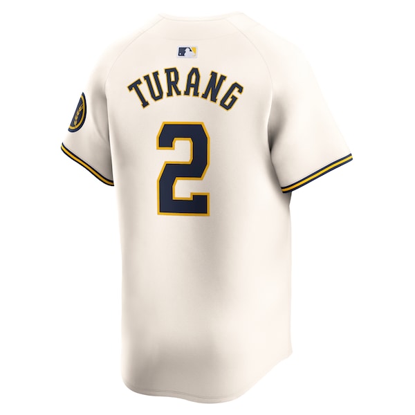 Brice Turang Milwaukee Brewers Nike Home Limited Player Jersey - Cream - Image 3