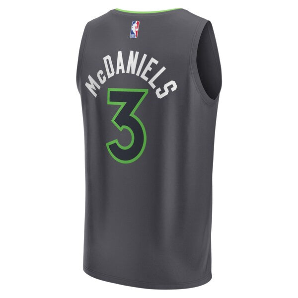 Jaden McDaniels Minnesota Timberwolves Youth Fast Break Replica Player Jersey - Statement Edition - Black - Image 3