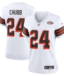 Nick Chubb Cleveland Browns Nike Women's Alternate Game Jersey -  White/Brown