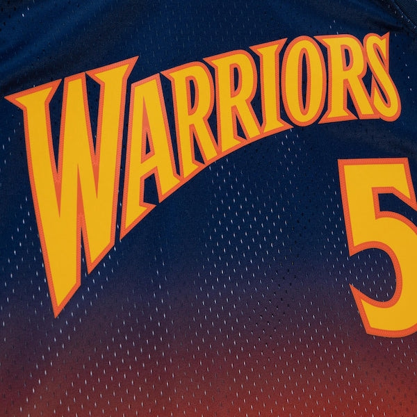 Baron Davis Golden State Warriors 2006/07 Hardwood Classics Fadeaway Swingman Player Jersey - Navy/Orange - Image 2