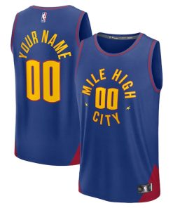 Alternative view of Denver Nuggets  Youth Fast Break Custom Replica Jersey - Blue  - Statement Edition/Navy