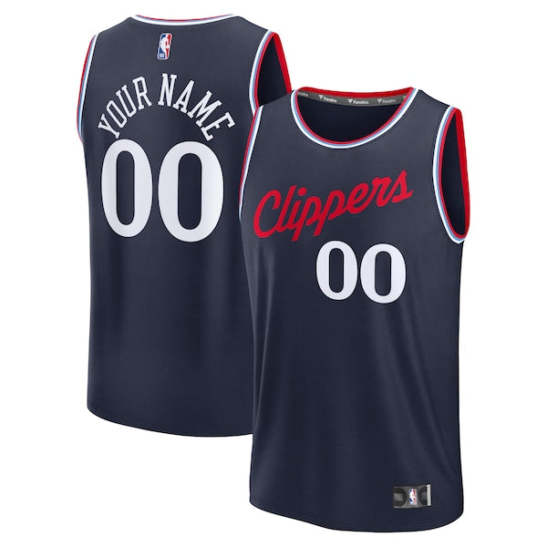 LA Clippers Fast Break Custom Jersey - Icon Edition - Navy/White/Red - Image 2