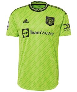 Alternative view of Lisandro Mart¨ªnez Manchester United adidas 2022/23 Third Authentic Player Jersey - Neon Green