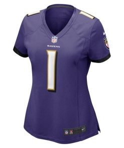 Alternative view of Number 1 Mom Baltimore Ravens Nike Women's Game Jersey - Purple