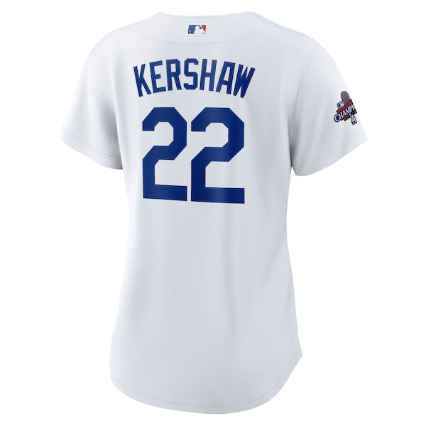 Clayton Kershaw Los Angeles Dodgers Nike Women's 2024 World Series Champions Home Replica Player Jersey - White - Image 3
