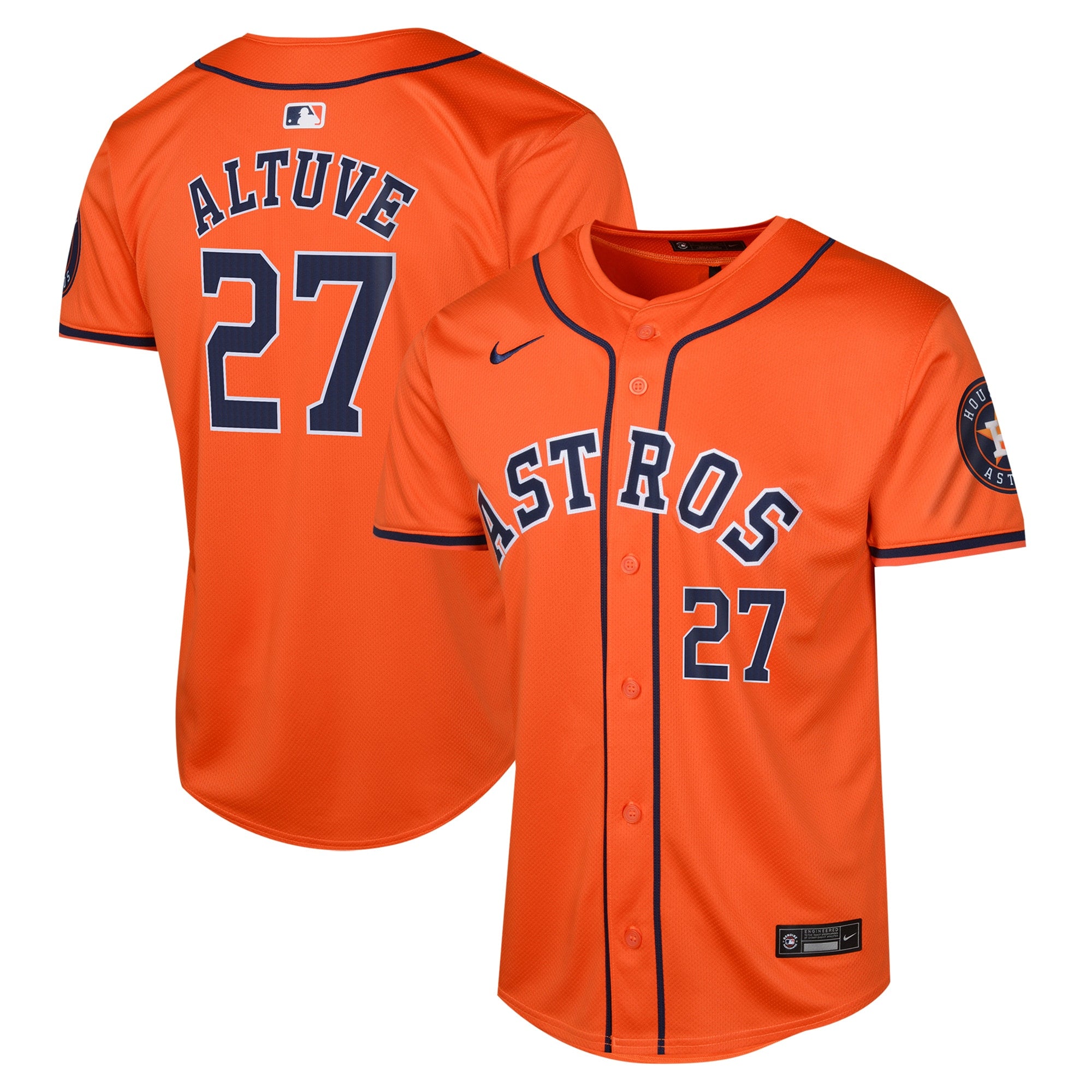 Jose Altuve Houston Astros Nike Youth Alternate Limited Player Jersey - Navy/Orange - Image 6