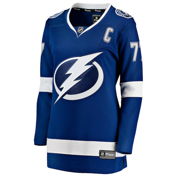 Victor Hedman Tampa Bay Lightning Women's Home Captain Patch Breakaway Jersey - Blue - Image 2