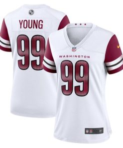 Alternative view of Chase Young Washington Commanders Nike Women's Player Jersey - White/Black/Burgundy