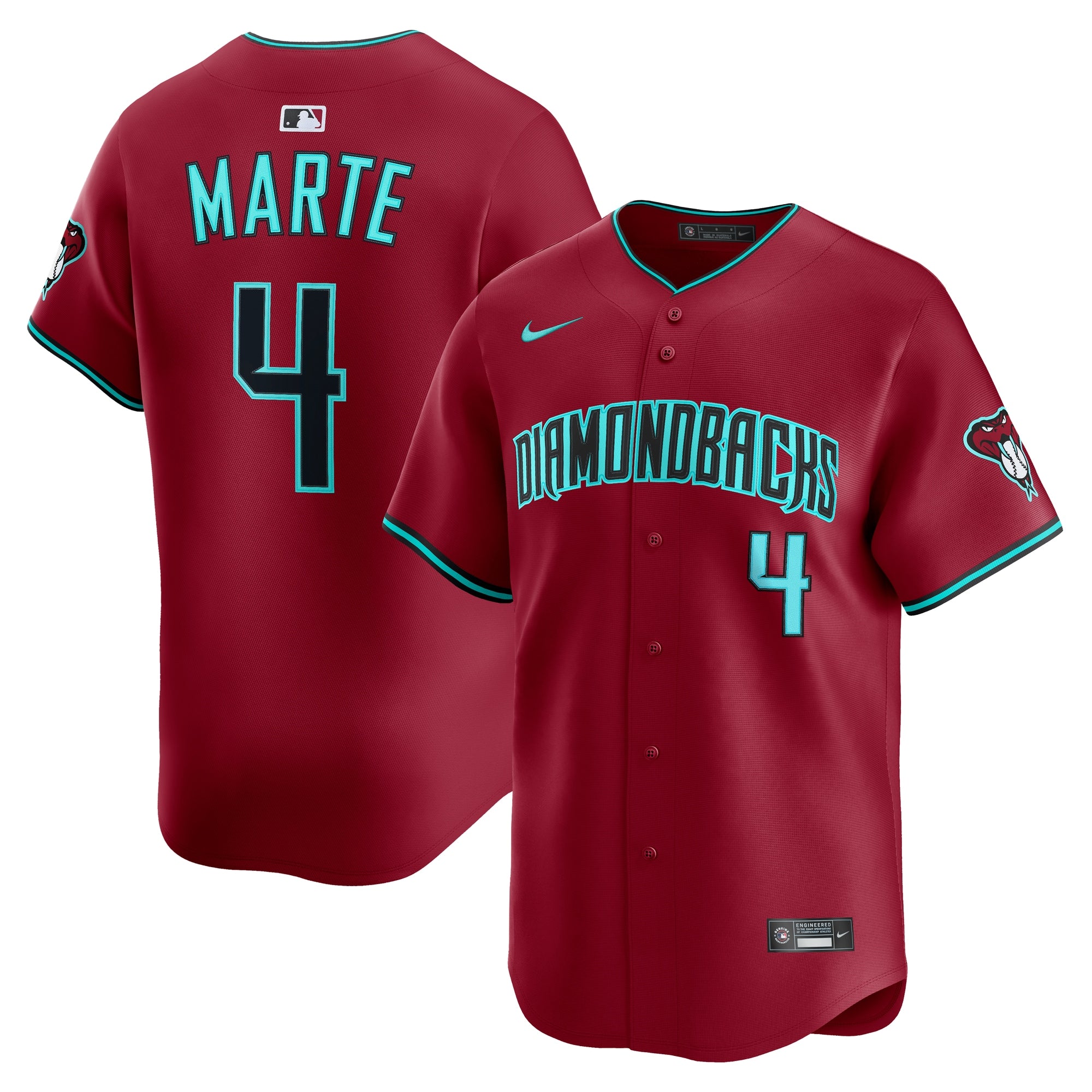 Ketel Marte Arizona Diamondbacks Nike Alternate Limited Jersey - Black/Crimson - Image 6