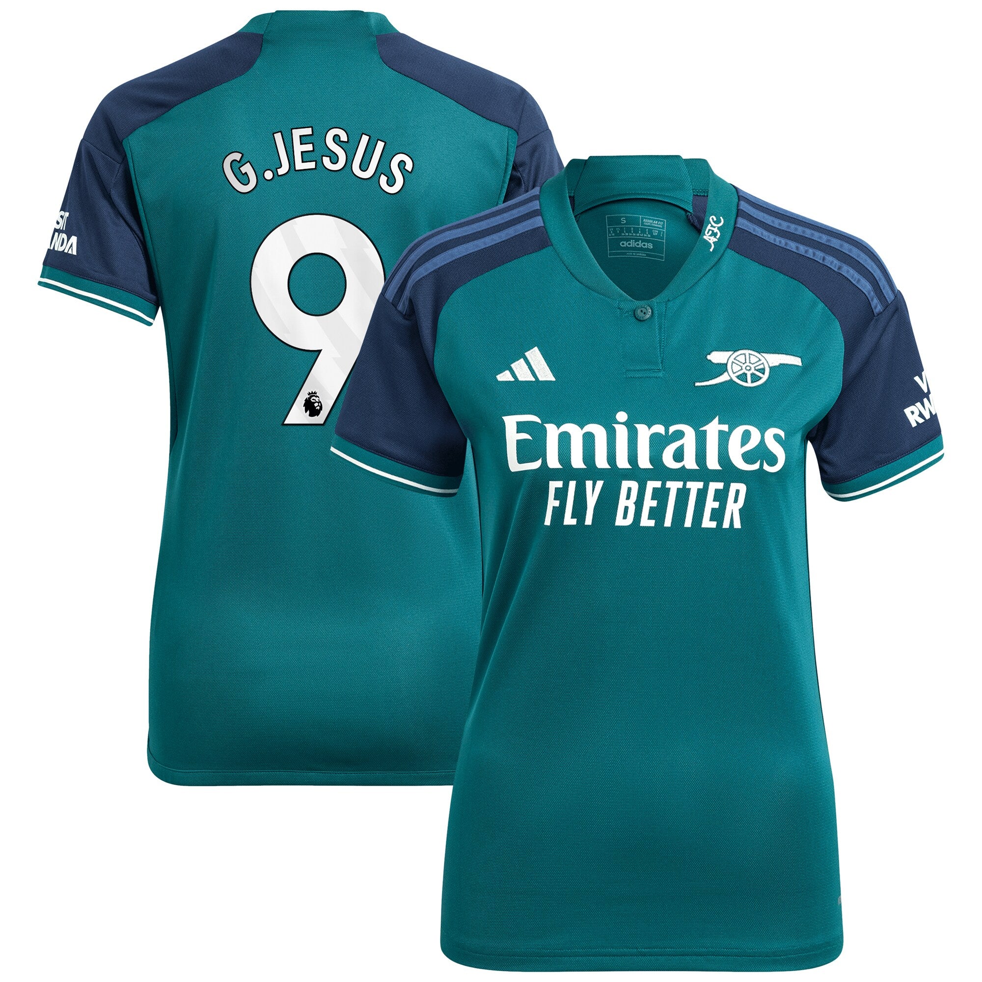 Gabriel Jesus Arsenal adidas Women's 2023/24 Away Replica Player Jersey - Yellow/Green/Red - Image 7