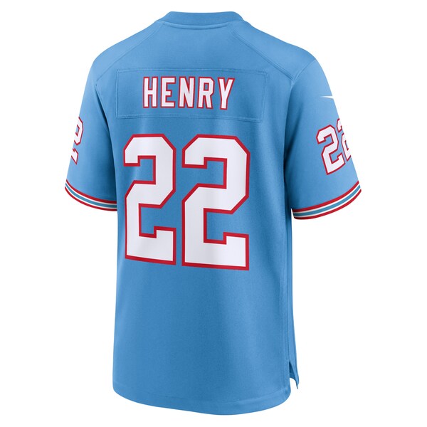 Derrick Henry Tennessee Titans Nike Oilers Throwback Alternate Game Player Jersey - Light Blue/Navy - Image 4