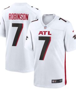 Alternative view of Bijan Robinson Atlanta Falcons Nike 2023 NFL Draft First Round Pick Game Jersey - White/Black