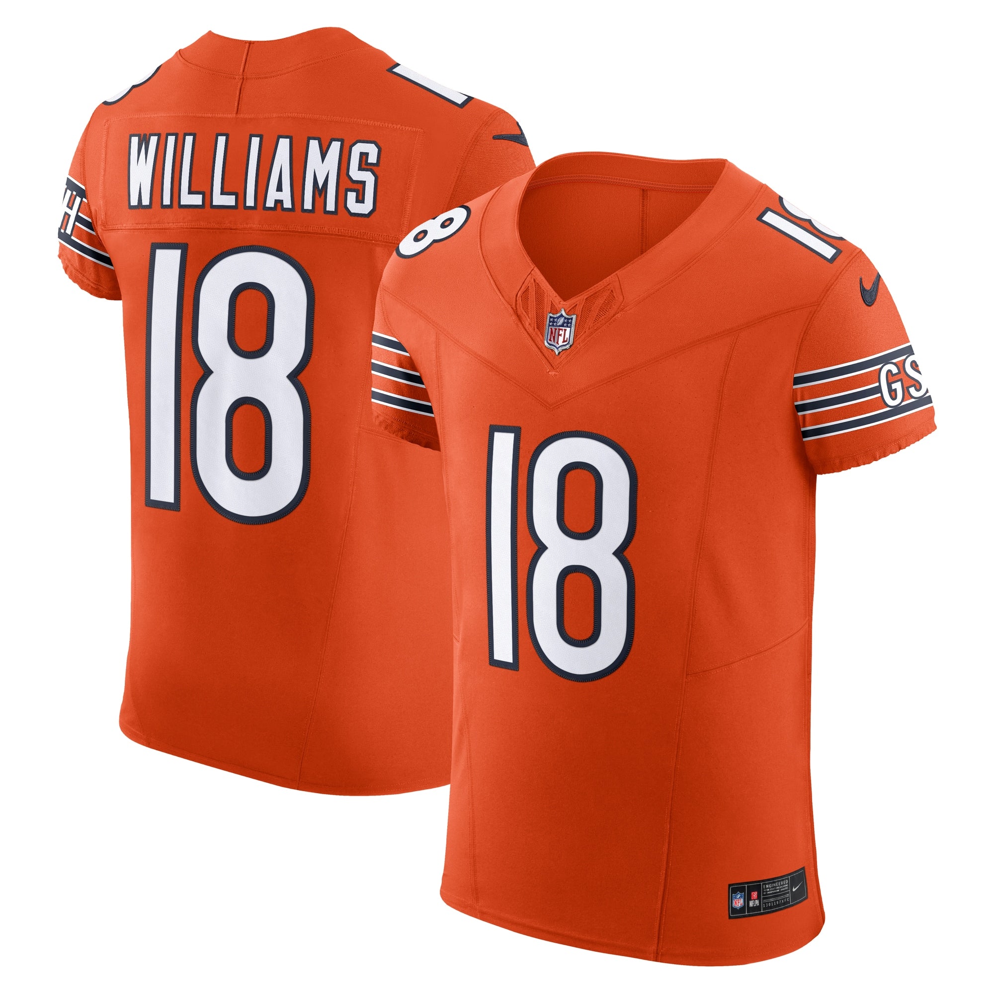 Caleb Williams Chicago Bears Nike Team Vapor F.U.S.E. Elite Jersey - Navy/Orange - Image 6