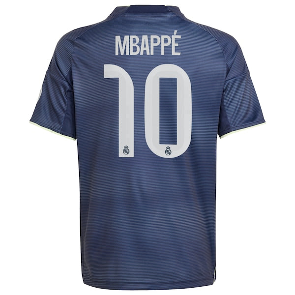 Kylian Mbapp¨¦ Los Merengues adidas Youth 2025/26 Away Replica Player Jersey - Blue/White - Image 4