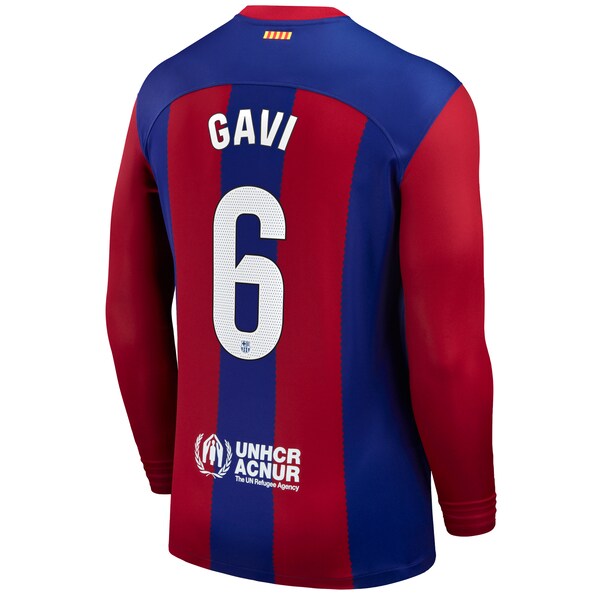 Gavi Barcelona Nike 2023/24 Home Stadium Replica Long Sleeve Player Jersey - Royal - Image 3