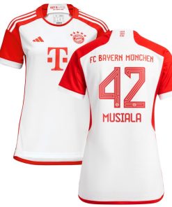 Alternative view of Jamal Musiala Bayern Munich adidas Women's 2023/24 Home Replica Jersey - White/Black