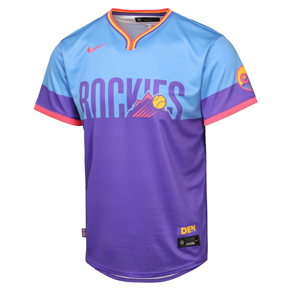 Colorado Rockies Nike Youth 2025 City Connect Limited Jersey - Purple/Light Blue - Image 2