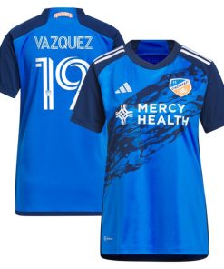 Brandon Vazquez FC Cincinnati adidas Women's 2024 River Kit Replica Jersey - Blue