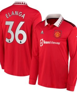 Anthony Elanga Manchester United adidas 2022/23 Home Replica Long Sleeve Jersey - Red