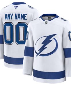 Alternative view of Tampa Bay Lightning  Away Premium Custom Jersey - White/Black/Blue