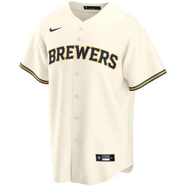 Milwaukee Brewers Nike Home Replica Custom Jersey - Cream - Image 2