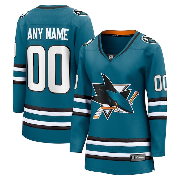 San Jose Sharks Women's Home Breakaway Custom Jersey - Teal