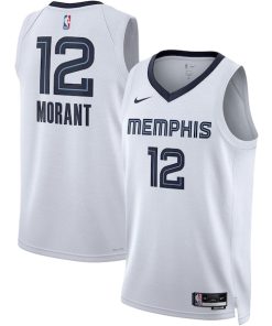 Alternative view of Ja Morant Memphis Grizzlies Nike Unisex Swingman Jersey - Association Edition - White/Navy