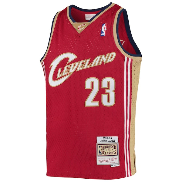 LeBron James Cleveland Cavaliers Youth 2003-04 Hardwood Classics Swingman Jersey - Wine/Navy - Image 3