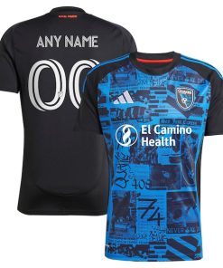San Jose Earthquakes adidas 2025 Headliner Replica Custom Jersey - Black