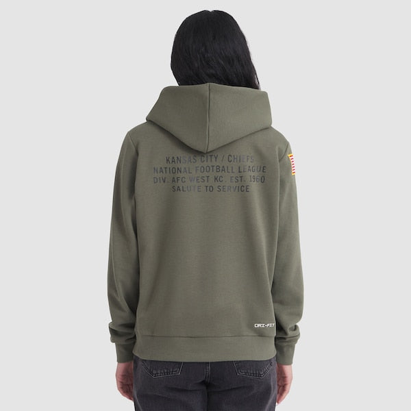 Kansas City Chiefs Nike Women's 2025 Salute to Service Sideline Standard Issue Dri-FIT Hoodie - Olive - Image 2