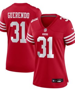 Alternative view of Isaac Guerendo San Francisco 49ers Nike Women's  Game Jersey -  Scarlet