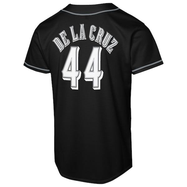 Elly De La Cruz Cincinnati Reds Nike Youth Lights Out Replica Player Jersey - Black - Image 4