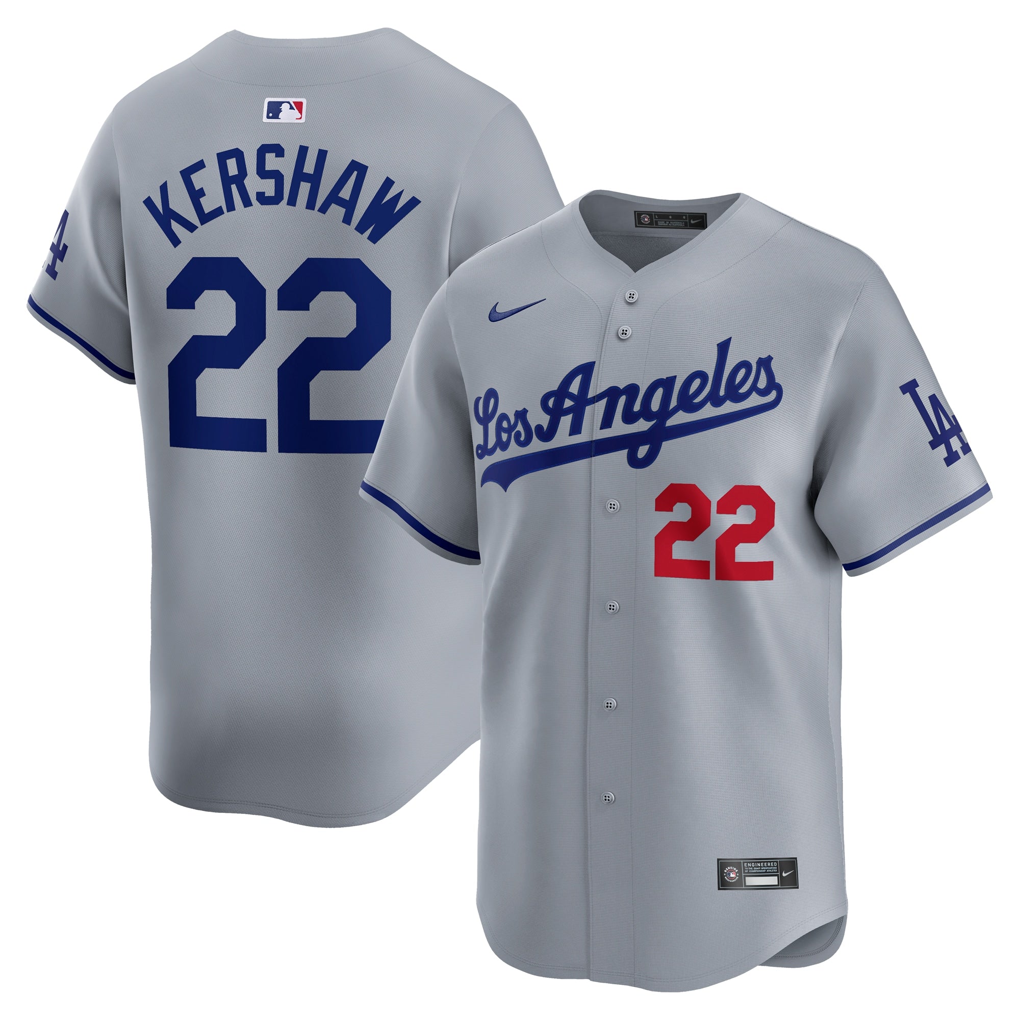 Clayton Kershaw Los Angeles Dodgers Nike Home Limited Player Jersey - White/Gray - Image 6