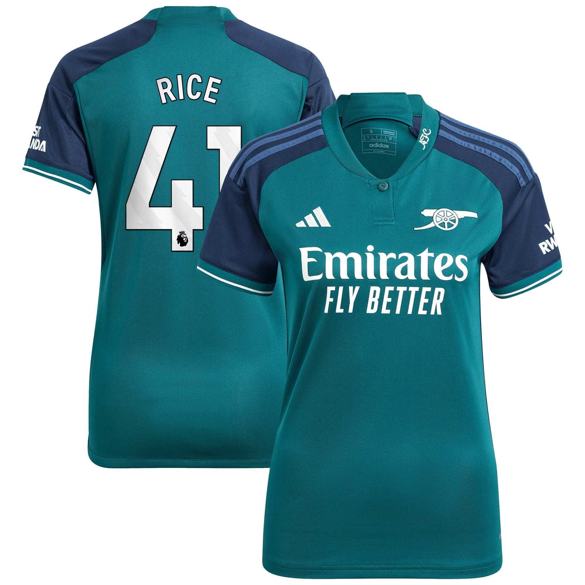 Declan Rice Arsenal adidas Women's 2023/24 Away Replica Player Jersey - Yellow/Green/Red - Image 7