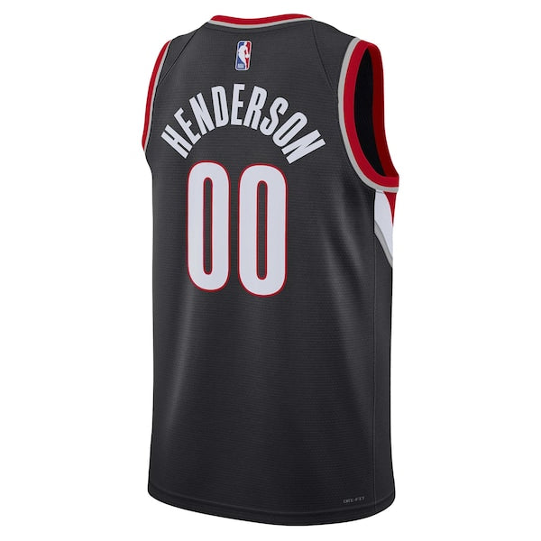 Scoot Henderson Portland Trail Blazers Nike Unisex 2023 NBA Draft Swingman Jersey - Icon Edition - Black - Image 3
