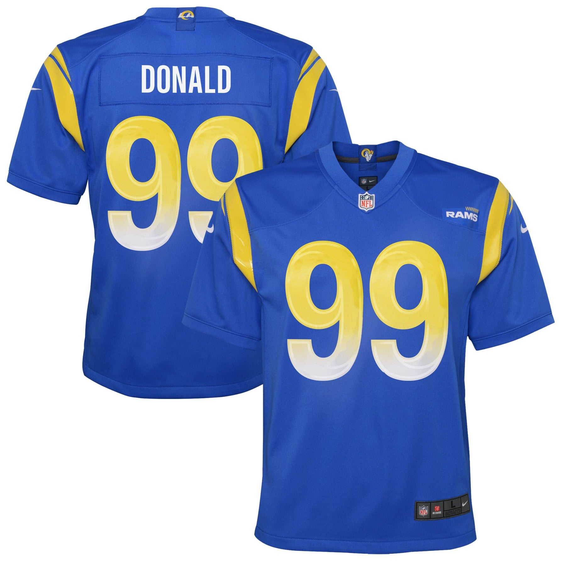 Aaron Donald Los Angeles Rams Nike Youth Game Jersey - White/Royal - Image 5